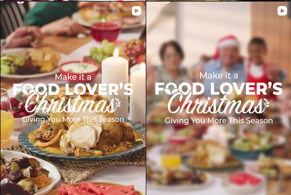Two Christmas campaign executions using consistent typography across different imagery