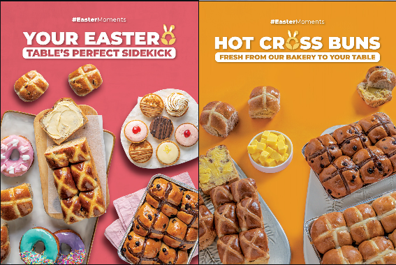 Two Easter campaign executions using consistent typography across different imagery